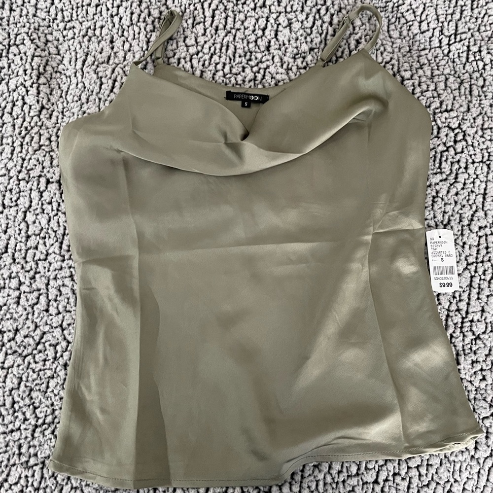 NWT Cowlneck Satin Tank